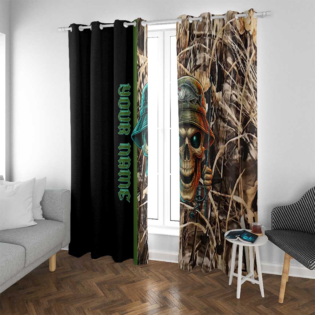 Personalized Fish Reaper Skull Window Curtain Camouflage Background and Fishing Rod Graphic Design - Wonder Print Shop