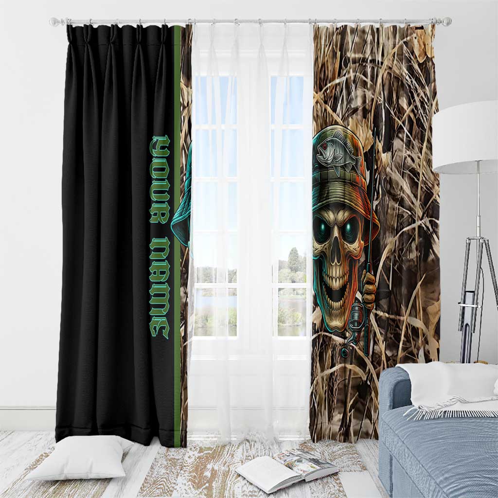 Personalized Fish Reaper Skull Window Curtain Camouflage Background and Fishing Rod Graphic Design - Wonder Print Shop