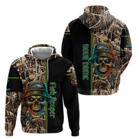 Personalized Fish Reaper Skull Zip Hoodie Camouflage Background and Fishing Rod Graphic Design - Wonder Print Shop