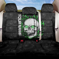 Personalized Skull Bowling Back Car Seat Cover Green Flame Skull - Wonder Print Shop