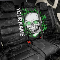 Personalized Skull Bowling Back Car Seat Cover Green Flame Skull - Wonder Print Shop