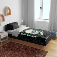Personalized Skull Bowling Bedding Set Green Flame Skull - Wonder Print Shop