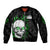Personalized Skull Bowling Bomber Jacket Green Flame Skull - Wonder Print Shop