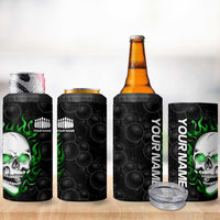 Personalized Skull Bowling 4 in 1 Can Cooler Tumbler Green Flame Skull - Wonder Print Shop
