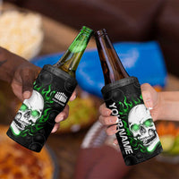 Personalized Skull Bowling 4 in 1 Can Cooler Tumbler Green Flame Skull - Wonder Print Shop