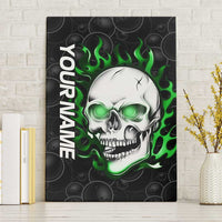 Personalized Skull Bowling Canvas Wall Art Green Flame Skull - Wonder Print Shop