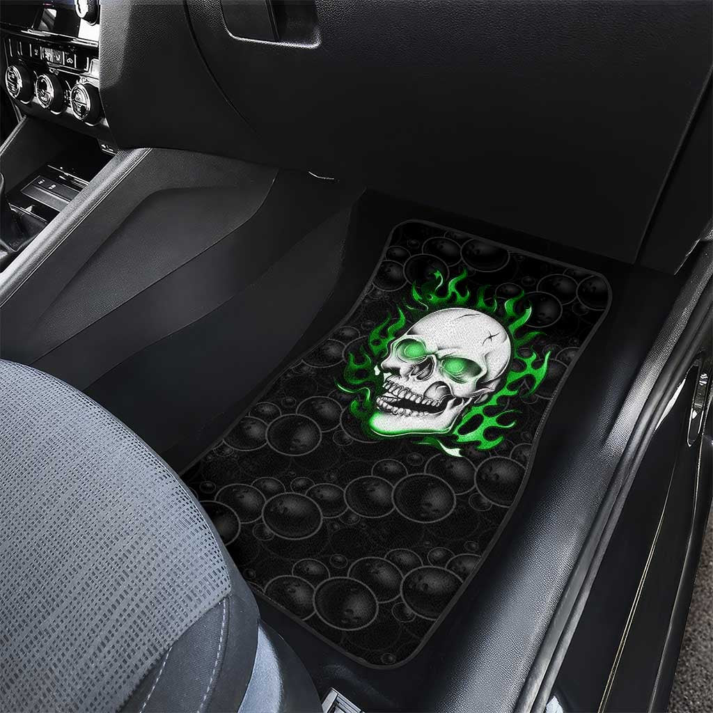 Personalized Skull Bowling Car Mats Green Flame Skull - Wonder Print Shop