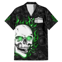 Personalized Skull Bowling Family Matching Mermaid Dress and Hawaiian Shirt Green Flame Skull - Wonder Print Shop