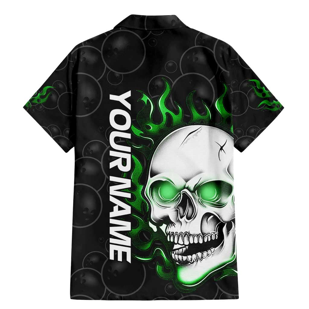 Personalized Skull Bowling Family Matching Mermaid Dress and Hawaiian Shirt Green Flame Skull - Wonder Print Shop