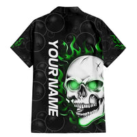 Personalized Skull Bowling Family Matching Mermaid Dress and Hawaiian Shirt Green Flame Skull - Wonder Print Shop