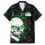 Personalized Skull Bowling Family Matching Off The Shoulder Long Sleeve Dress and Hawaiian Shirt Green Flame Skull - Wonder Print Shop