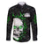 Personalized Skull Bowling Family Matching Off The Shoulder Long Sleeve Dress and Hawaiian Shirt Green Flame Skull - Wonder Print Shop