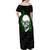 Personalized Skull Bowling Family Matching Off Shoulder Maxi Dress and Hawaiian Shirt Green Flame Skull - Wonder Print Shop