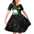 Personalized Skull Bowling Family Matching Off Shoulder Short Dress and Hawaiian Shirt Green Flame Skull - Wonder Print Shop