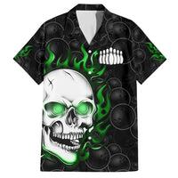 Personalized Skull Bowling Family Matching Summer Maxi Dress and Hawaiian Shirt Green Flame Skull - Wonder Print Shop
