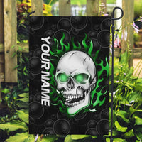 Personalized Skull Bowling Garden Flag Green Flame Skull - Wonder Print Shop
