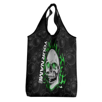 Personalized Skull Bowling Grocery Bag Green Flame Skull - Wonder Print Shop
