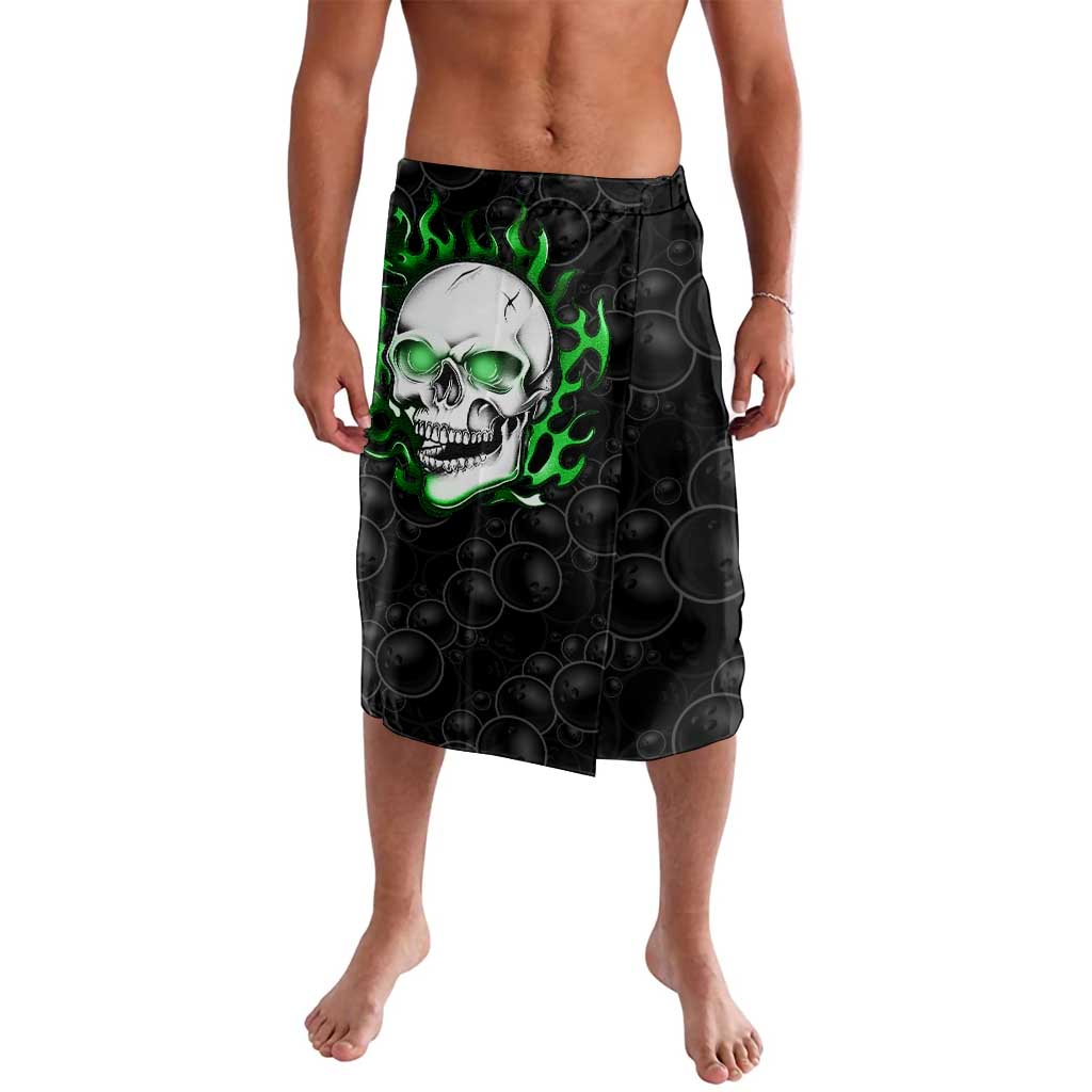 Personalized Skull Bowling Lavalava Green Flame Skull - Wonder Print Shop