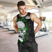 Personalized Skull Bowling Men Tank Top Green Flame Skull - Wonder Print Shop