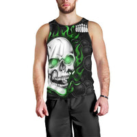 Personalized Skull Bowling Men Tank Top Green Flame Skull - Wonder Print Shop