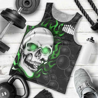 Personalized Skull Bowling Men Tank Top Green Flame Skull - Wonder Print Shop