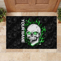 Personalized Skull Bowling Rubber Doormat Green Flame Skull - Wonder Print Shop