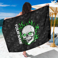 Personalized Skull Bowling Sarong Green Flame Skull - Wonder Print Shop