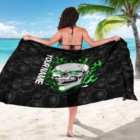 Personalized Skull Bowling Sarong Green Flame Skull - Wonder Print Shop