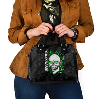 Personalized Skull Bowling Shoulder Handbag Green Flame Skull - Wonder Print Shop