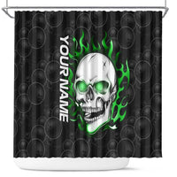 Personalized Skull Bowling Shower Curtain Green Flame Skull - Wonder Print Shop