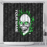 Personalized Skull Bowling Shower Curtain Green Flame Skull - Wonder Print Shop