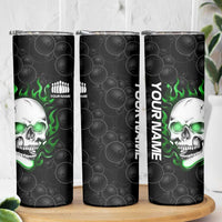 Personalized Skull Bowling Skinny Tumbler Green Flame Skull - Wonder Print Shop