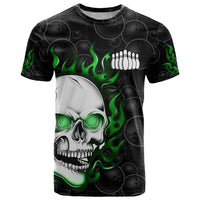Personalized Skull Bowling T Shirt Green Flame Skull - Wonder Print Shop