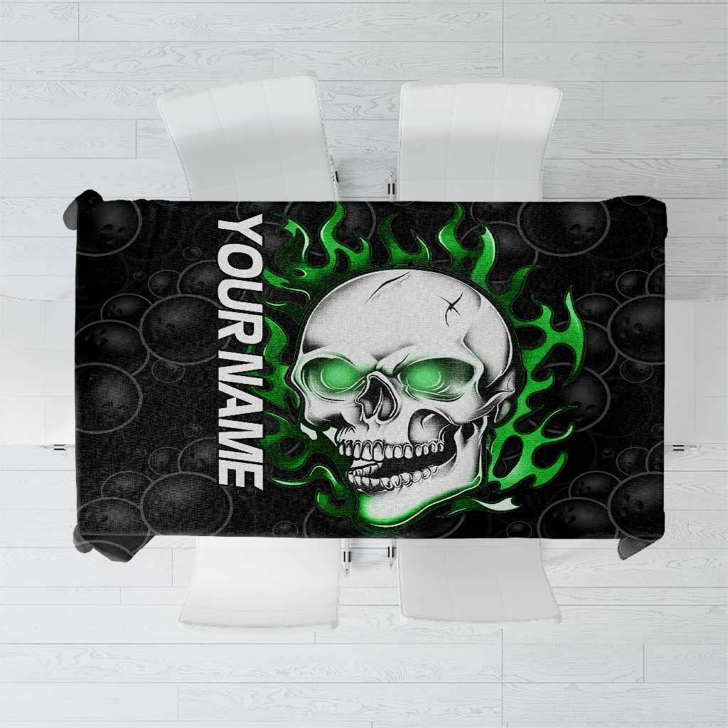 Personalized Skull Bowling Tablecloth Green Flame Skull - Wonder Print Shop