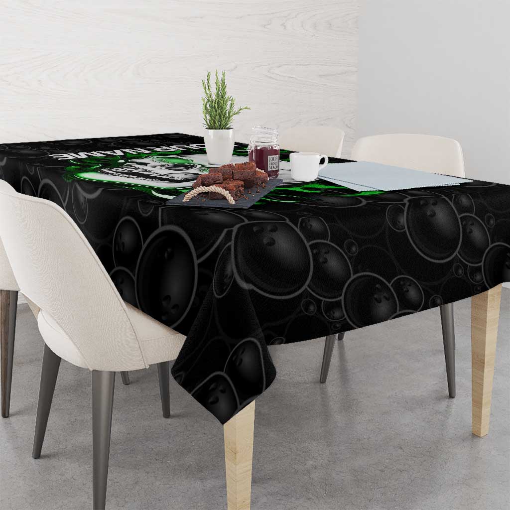 Personalized Skull Bowling Tablecloth Green Flame Skull - Wonder Print Shop