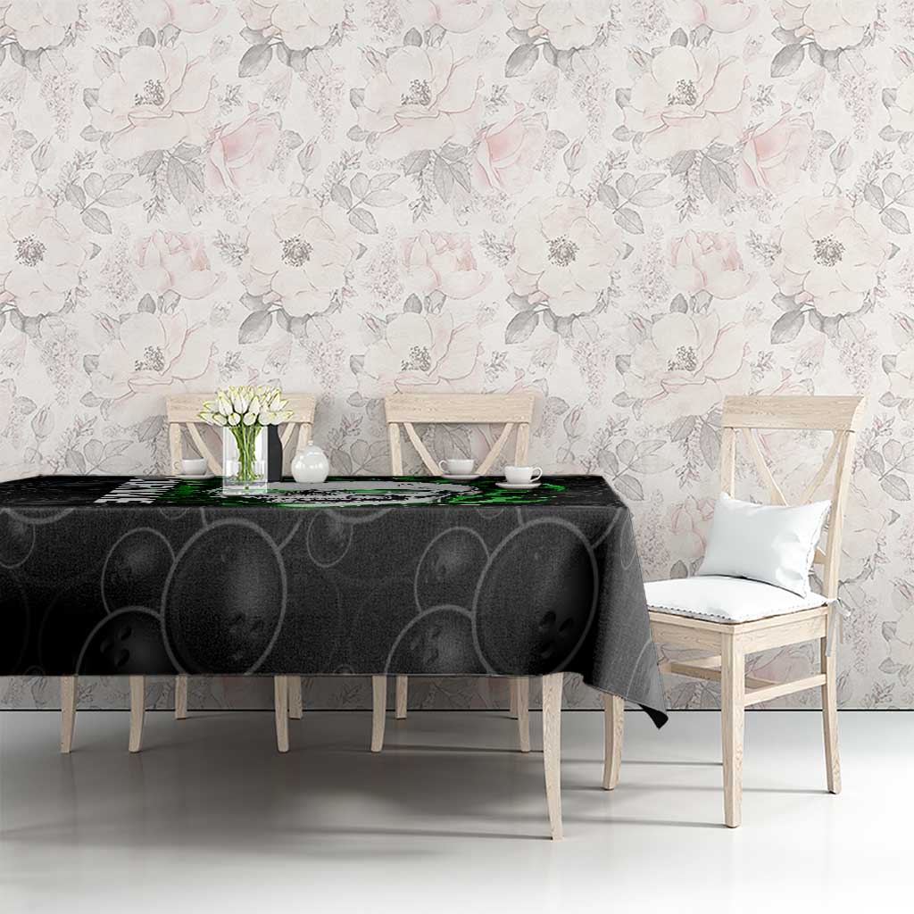 Personalized Skull Bowling Tablecloth Green Flame Skull - Wonder Print Shop