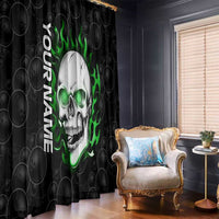 Personalized Skull Bowling Window Curtain Green Flame Skull - Wonder Print Shop