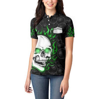 Personalized Skull Bowling Women Polo Shirt Green Flame Skull - Wonder Print Shop