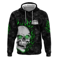 Personalized Skull Bowling Zip Hoodie Green Flame Skull - Wonder Print Shop