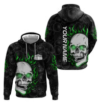 Personalized Skull Bowling Zip Hoodie Green Flame Skull - Wonder Print Shop