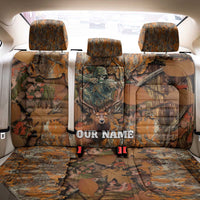 Custom Deer Hunting Back Car Seat Cover Big Game Camo Forest Design and Skeleton Archer - Wonder Print Shop