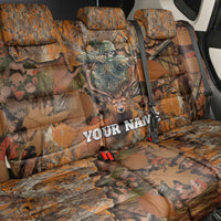Custom Deer Hunting Back Car Seat Cover Big Game Camo Forest Design and Skeleton Archer - Wonder Print Shop