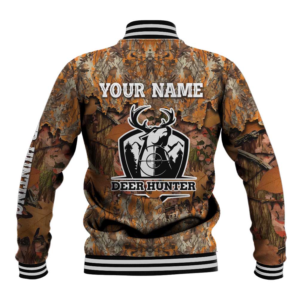 Custom Deer Hunting Baseball Jacket Big Game Camo Forest Design and Skeleton Archer - Wonder Print Shop
