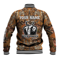 Custom Deer Hunting Baseball Jacket Big Game Camo Forest Design and Skeleton Archer - Wonder Print Shop