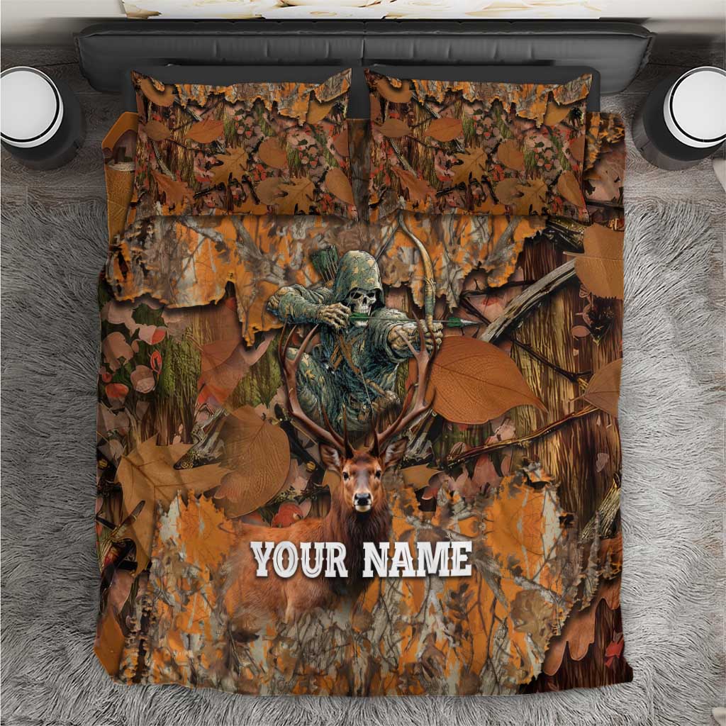 Custom Deer Hunting Bedding Set Big Game Camo Forest Design and Skeleton Archer - Wonder Print Shop