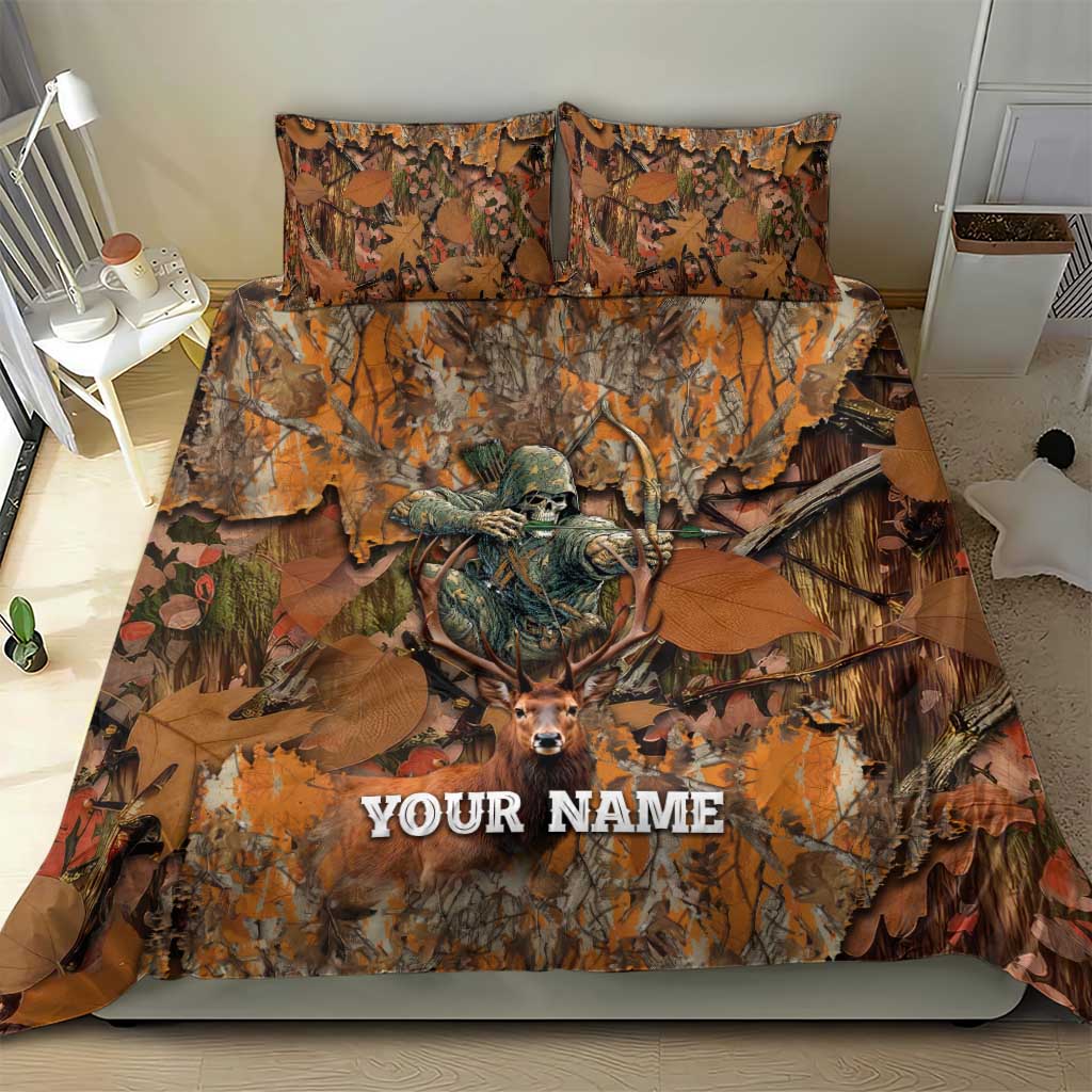 Custom Deer Hunting Bedding Set Big Game Camo Forest Design and Skeleton Archer - Wonder Print Shop