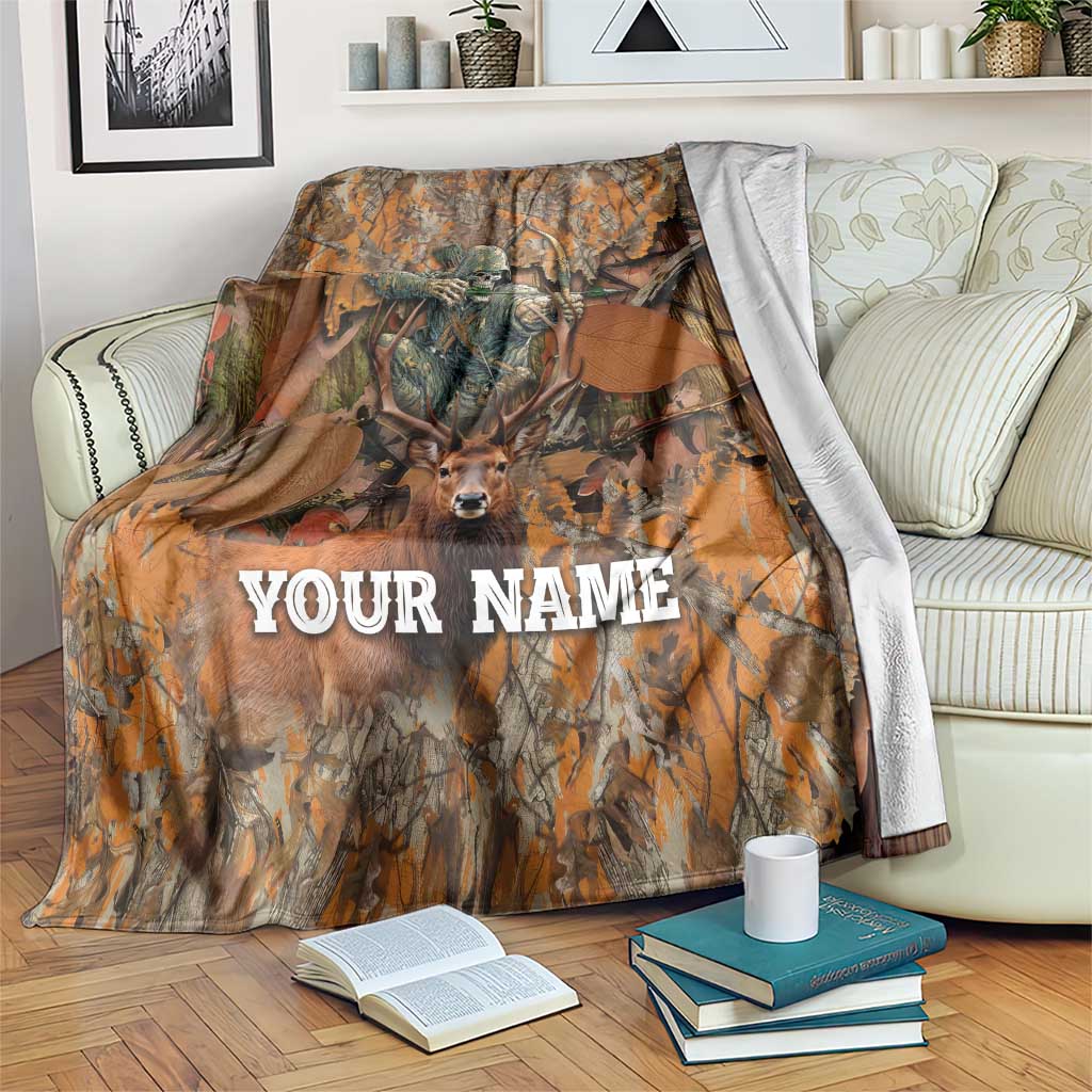 Custom Deer Hunting Blanket Big Game Camo Forest Design and Skeleton Archer - Wonder Print Shop