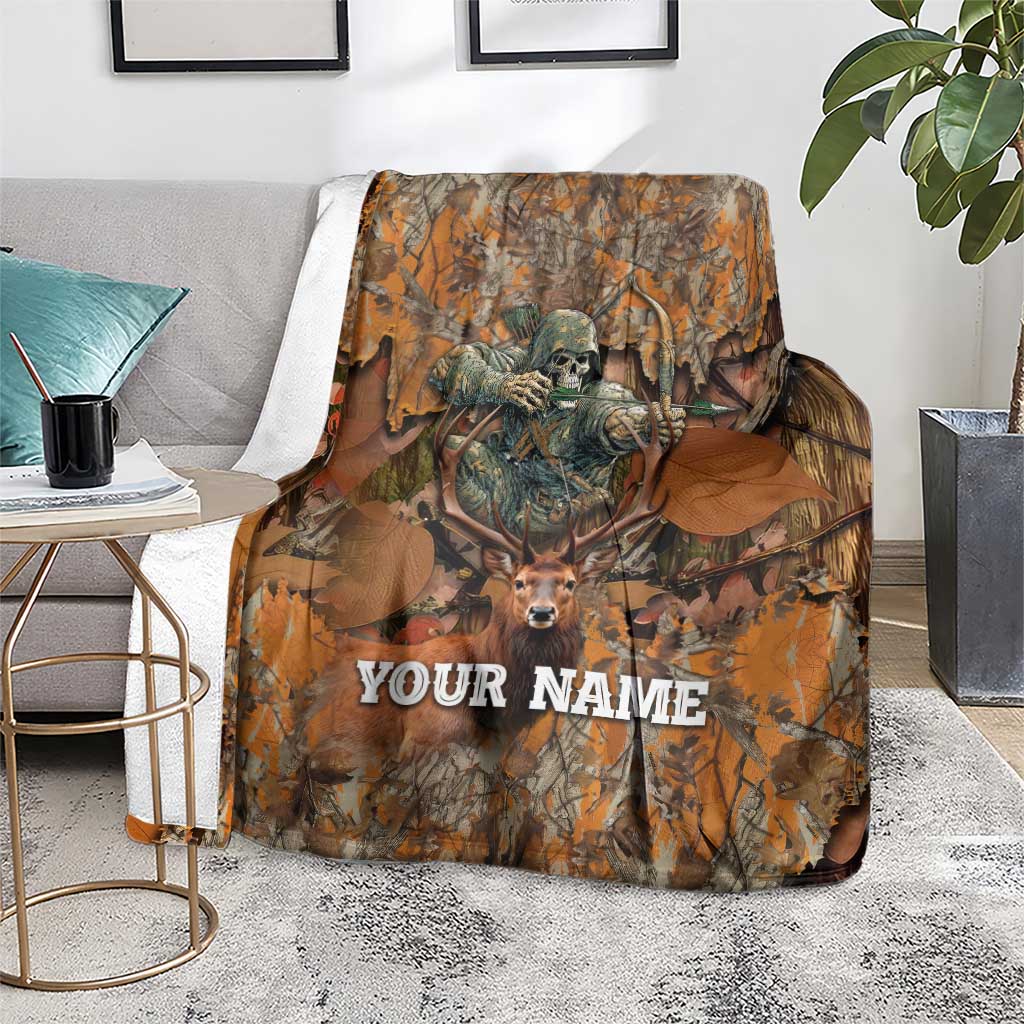Custom Deer Hunting Blanket Big Game Camo Forest Design and Skeleton Archer - Wonder Print Shop