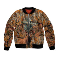 Custom Deer Hunting Bomber Jacket Big Game Camo Forest Design and Skeleton Archer - Wonder Print Shop