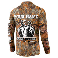 Custom Deer Hunting Button Sweatshirt Big Game Camo Forest Design and Skeleton Archer - Wonder Print Shop